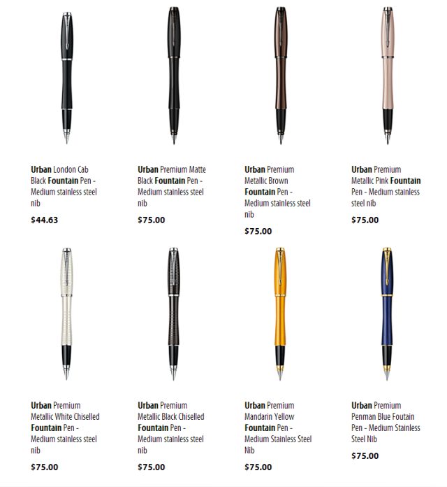 Look at those prices, by the way. HOLY MOLY. Remember, this is a pen whose functional parts are directly from a $10 pen.